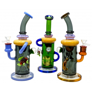 On Point Glass - 11" Assorted Showerhead Fish Perc Recycler Water Pipe - [ABC19]